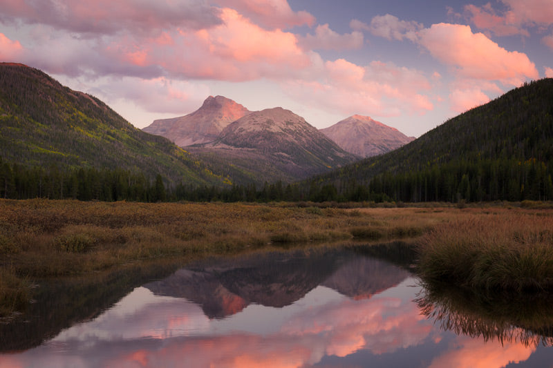 Pink sunset over Christmas Meadows Utah