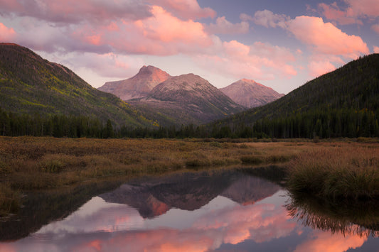 Pink sunset over Christmas Meadows Utah