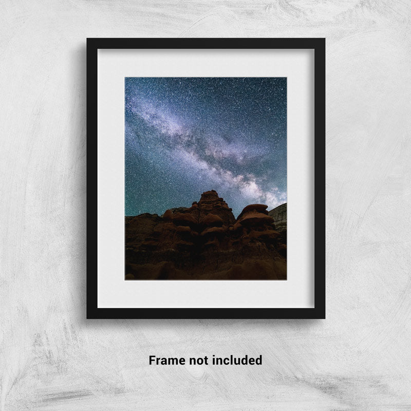 The Night Sky over Goblin Valley in Utah Photo Print