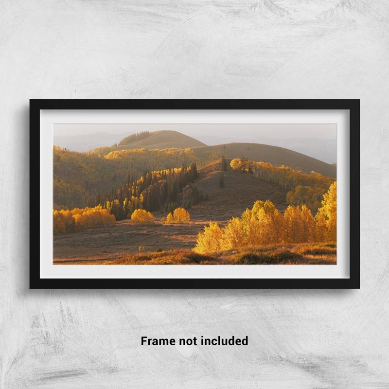 Rolling hills in Utah in the fall framed on a wall