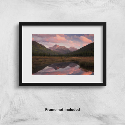 Pink sunset over Christmas Meadows Utah framed on the wall