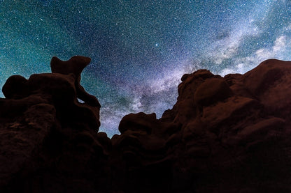 Milky way night sky over Goblin Valley Utah