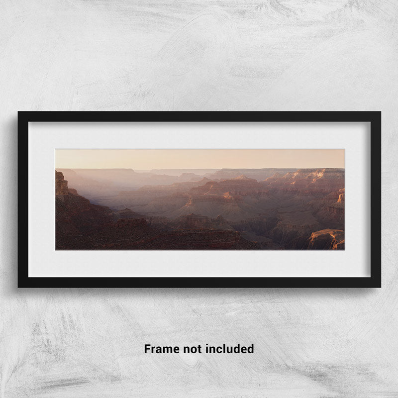 The Grand Canyon at Sunset - Panorama - Framed on a wall