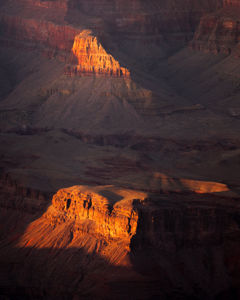 Light reflecting off the Grand Canyon Walls at Sunset