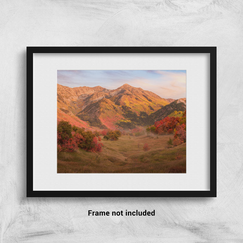 Fall Sunset at Provo Peak in Utah - framed on the wall
