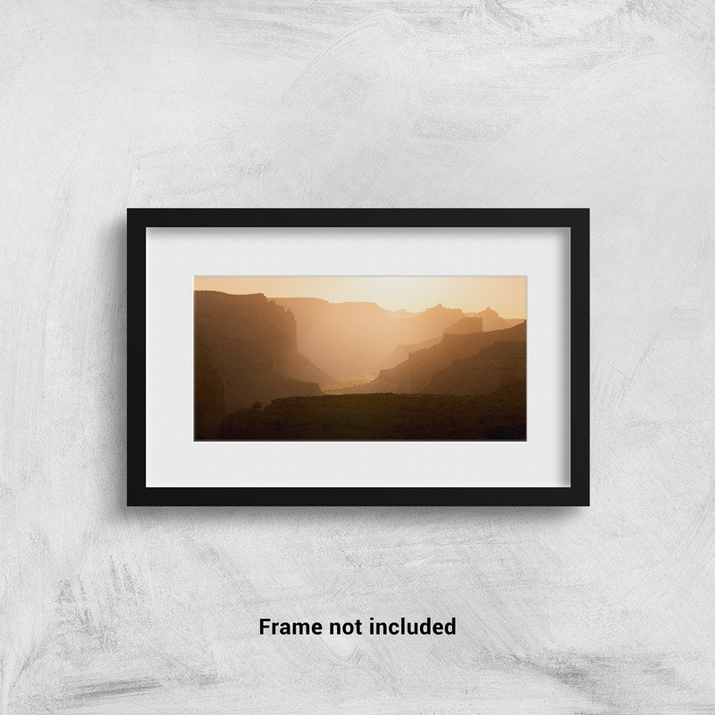 Sunrise over a canyon in southern Utah framed on a wall
