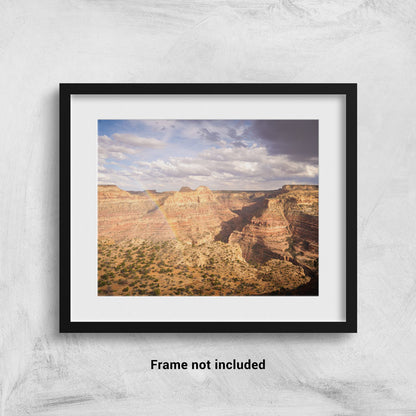 Rainbow over the Little Grand Canyon in Utah - framed on the wall