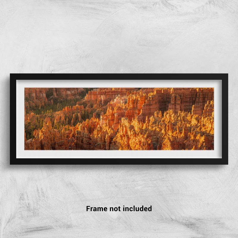Panorama of Bryce Canyon at Sunrise framed on a wall